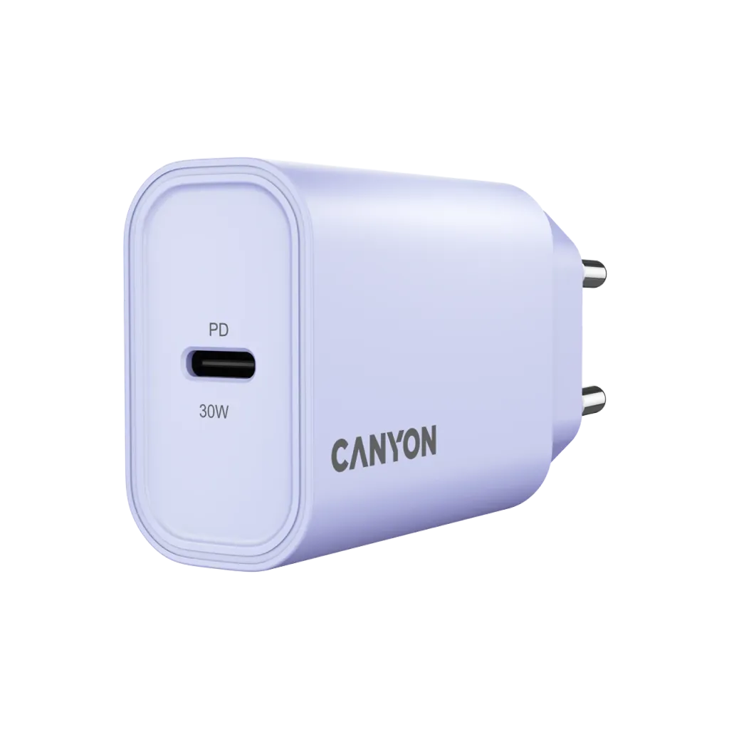 CANYON OnCharge 30CL 30W USB-C PD tīkla lādētājs, lavandas