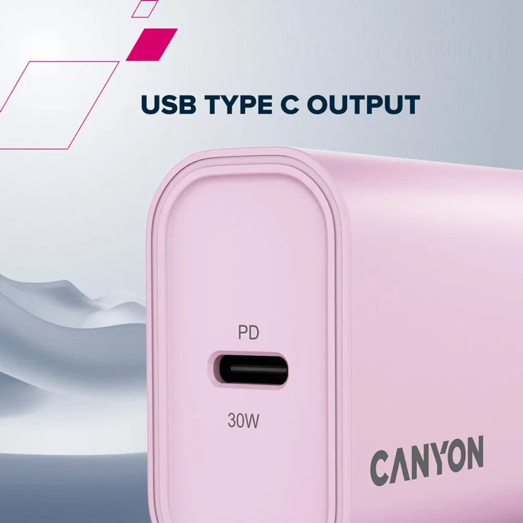 CANYON OnCharge 30CL 30W USB-C PD tīkla lādētājs, lavandas