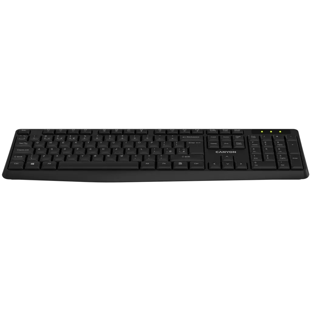 CANYON OnType W01 bezvadu tastatūra, 2,4 GHz, pilna izmēra, melna
