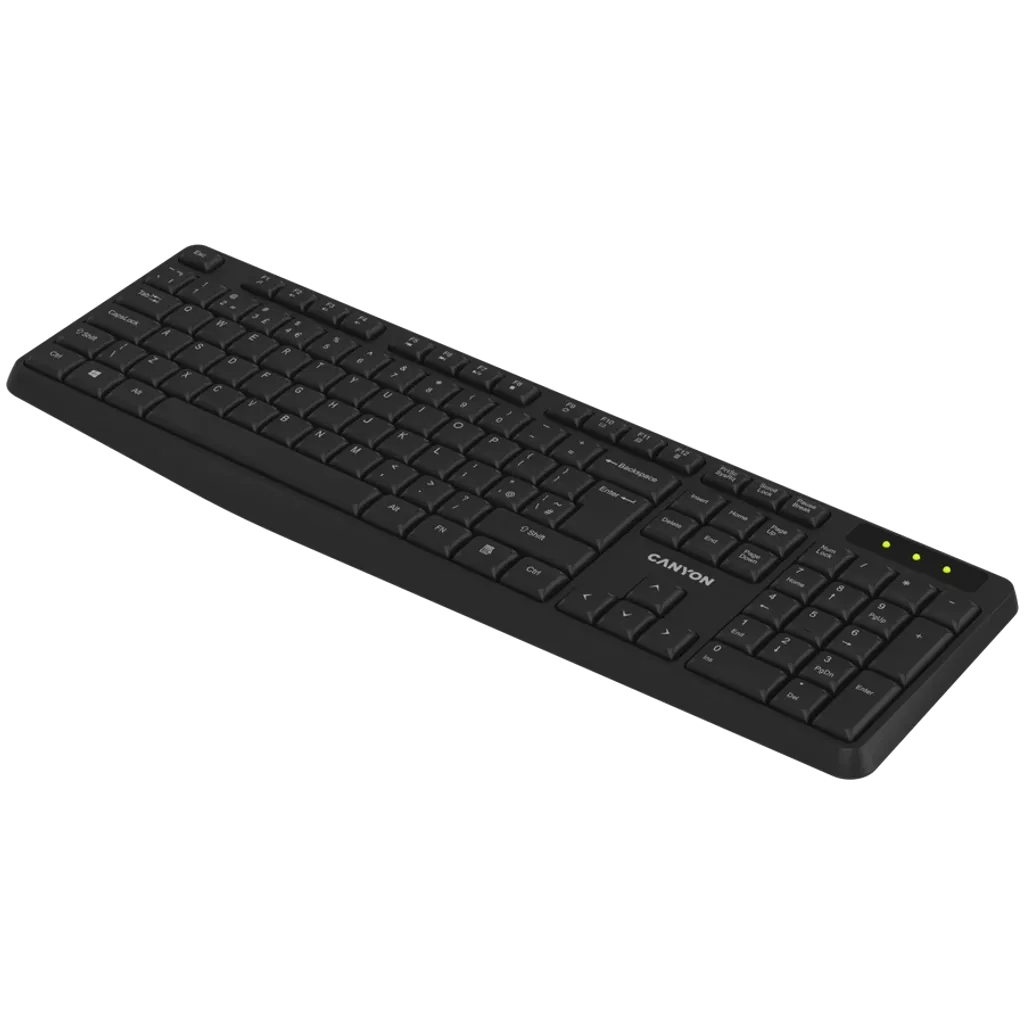 CANYON OnType W01 bezvadu tastatūra, 2,4 GHz, pilna izmēra, melna
