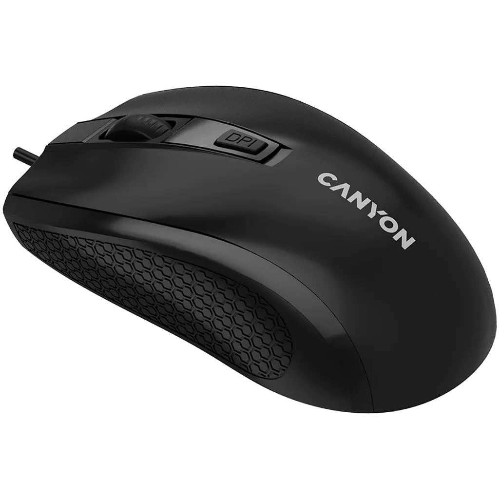 CANYON OnClick 04 vadu optiskā pele, 1600 dpi, 4 pogas, melna