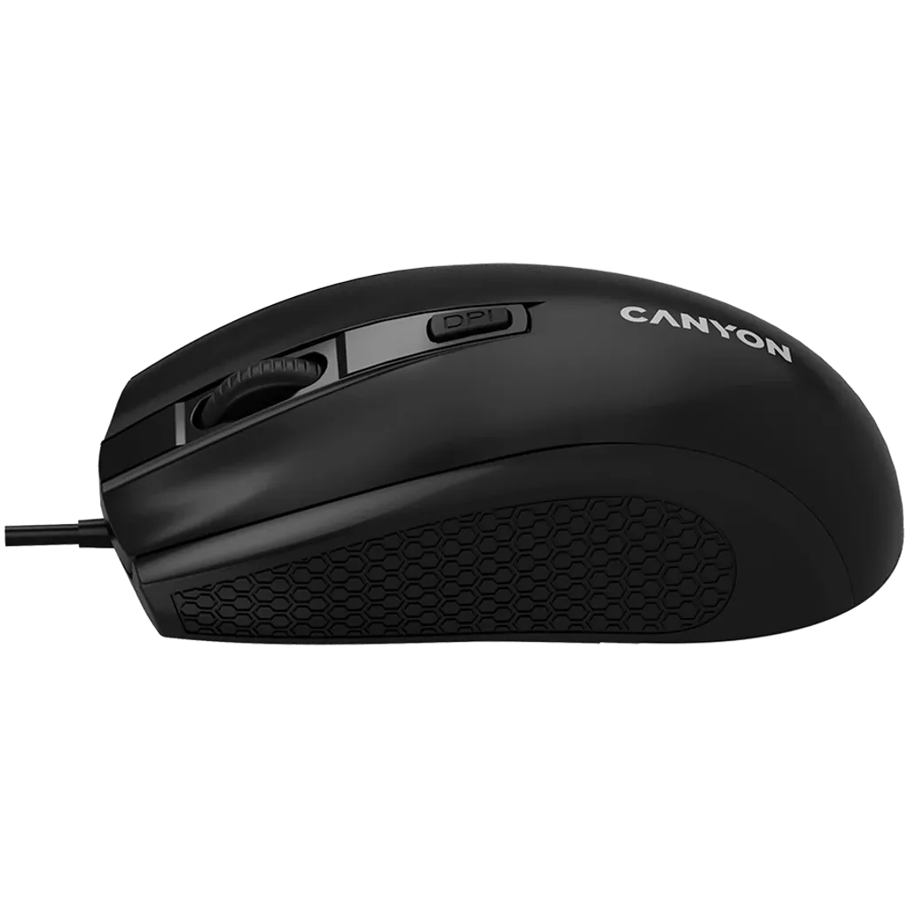 CANYON OnClick 04 vadu optiskā pele, 1600 dpi, 4 pogas, melna