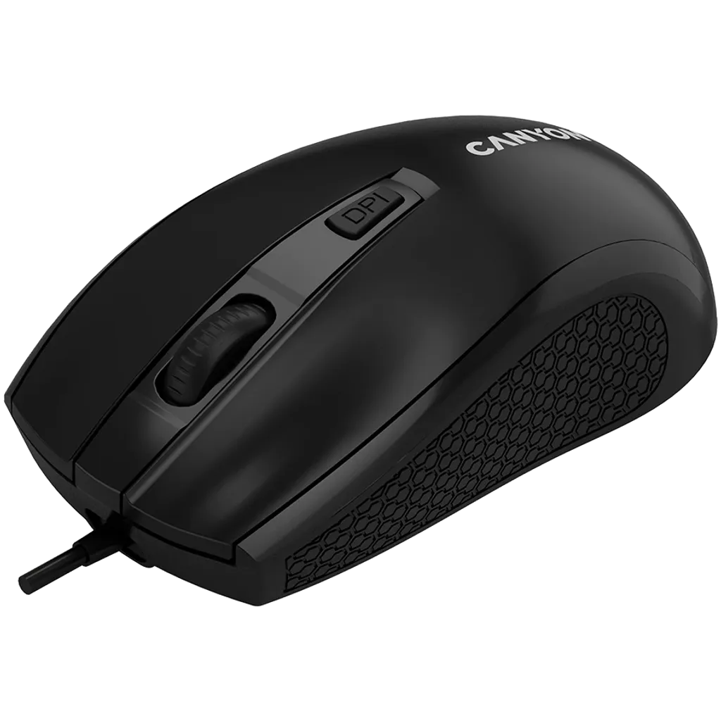 CANYON OnClick 04 vadu optiskā pele, 1600 dpi, 4 pogas, melna