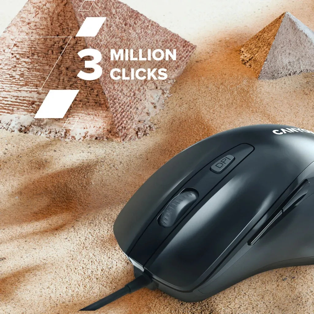 CANYON M-6 vadu optiskā pele, 3200 dpi, 6 pogas, melna
