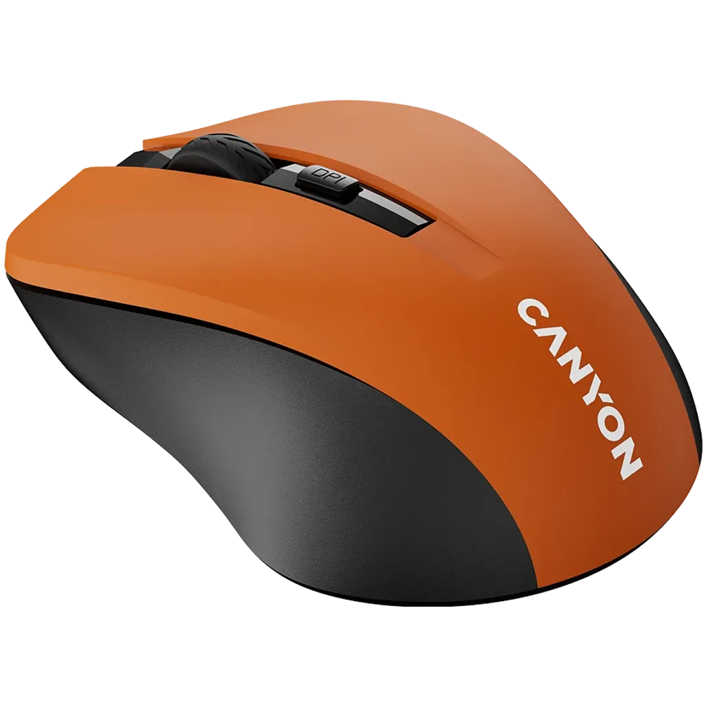 CANYON MW-1 bezvadu optiskā pele, 1600 dpi, 3 pogas, oranža
