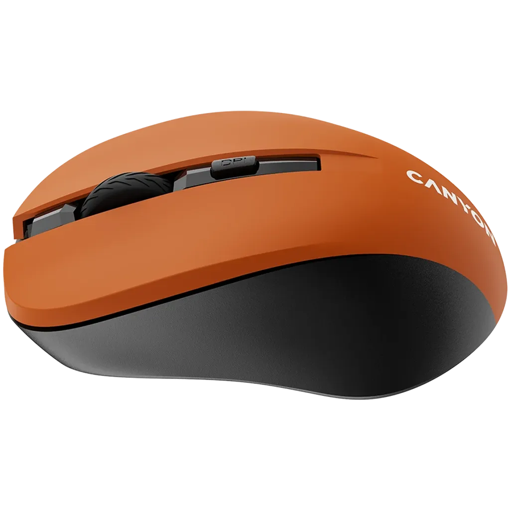 CANYON MW-1 bezvadu optiskā pele, 1600 dpi, 3 pogas, oranža