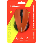 CANYON MW-1 bezvadu optiskā pele, 1600 dpi, 3 pogas, oranža