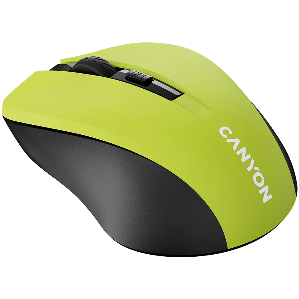 CANYON OnClick W01 bezvadu optiskā pele, 1600 dpi, 3 pogas, dzeltena