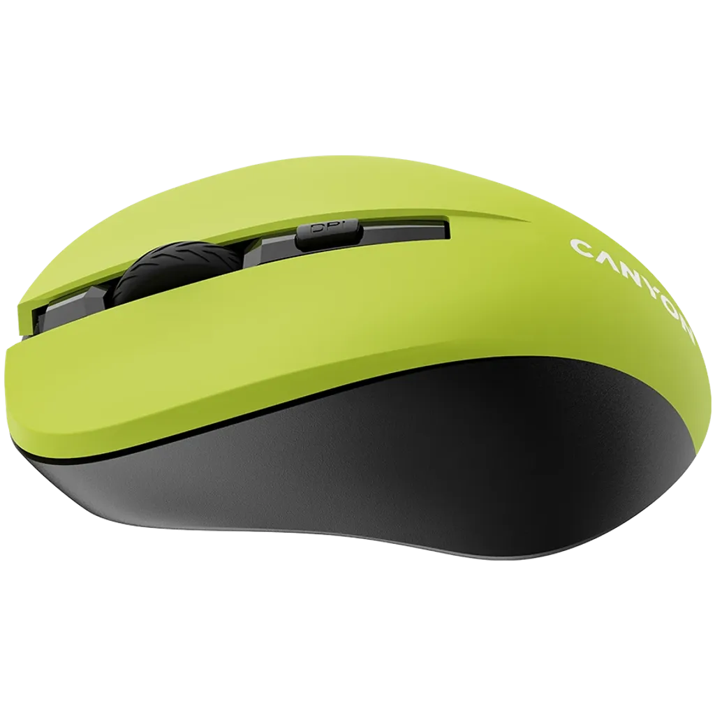 CANYON OnClick W01 bezvadu optiskā pele, 1600 dpi, 3 pogas, dzeltena