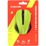 CANYON OnClick W01 bezvadu optiskā pele, 1600 dpi, 3 pogas, dzeltena