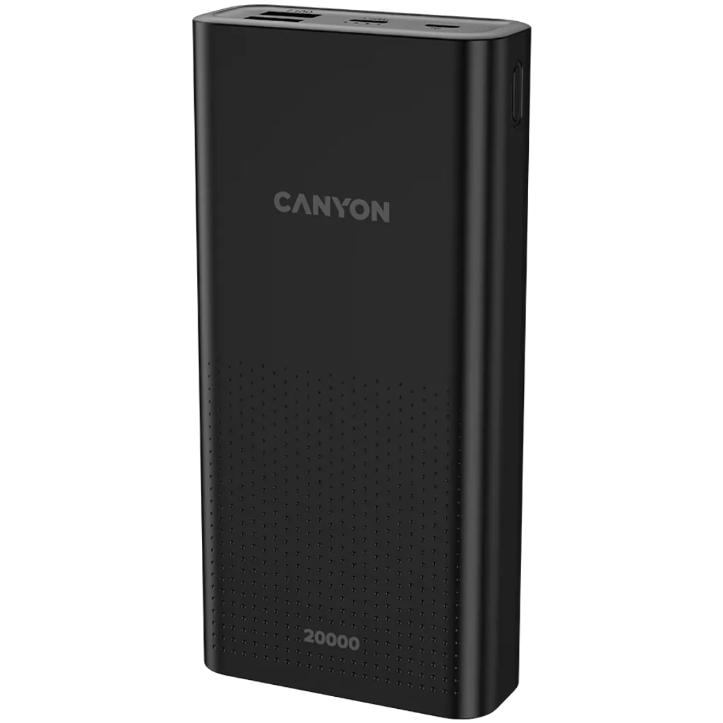 10W CANYON PB-2001 20000mAh powerbanka ar 2×USB-A, melna