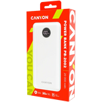 22.5W CANYON PB-2002 20000mAh powerbanka ar USB-C PD un 2×USB-A QC 3.0, balta