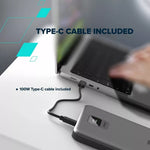 CANYON väline aku PB-2008 LED FLAT 20 000 mAh PD100W QC3.0 tumehall