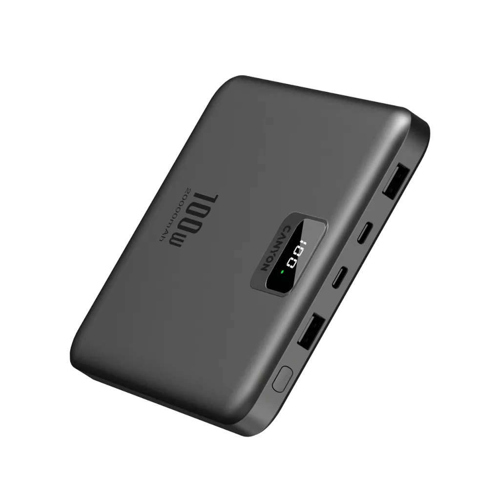 CANYON väline aku PB-2008 LED FLAT 20 000 mAh PD100W QC3.0 tumehall