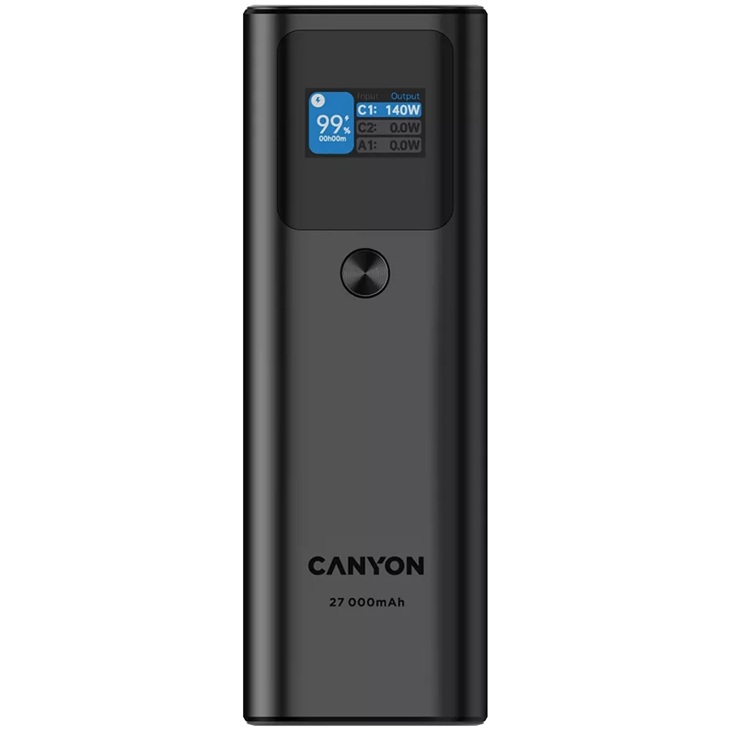 CANYON Power Bank PB-2010 TFT 27,000 mAh 97.2 Wh 140 W PD QC 3.0 Dark Gray