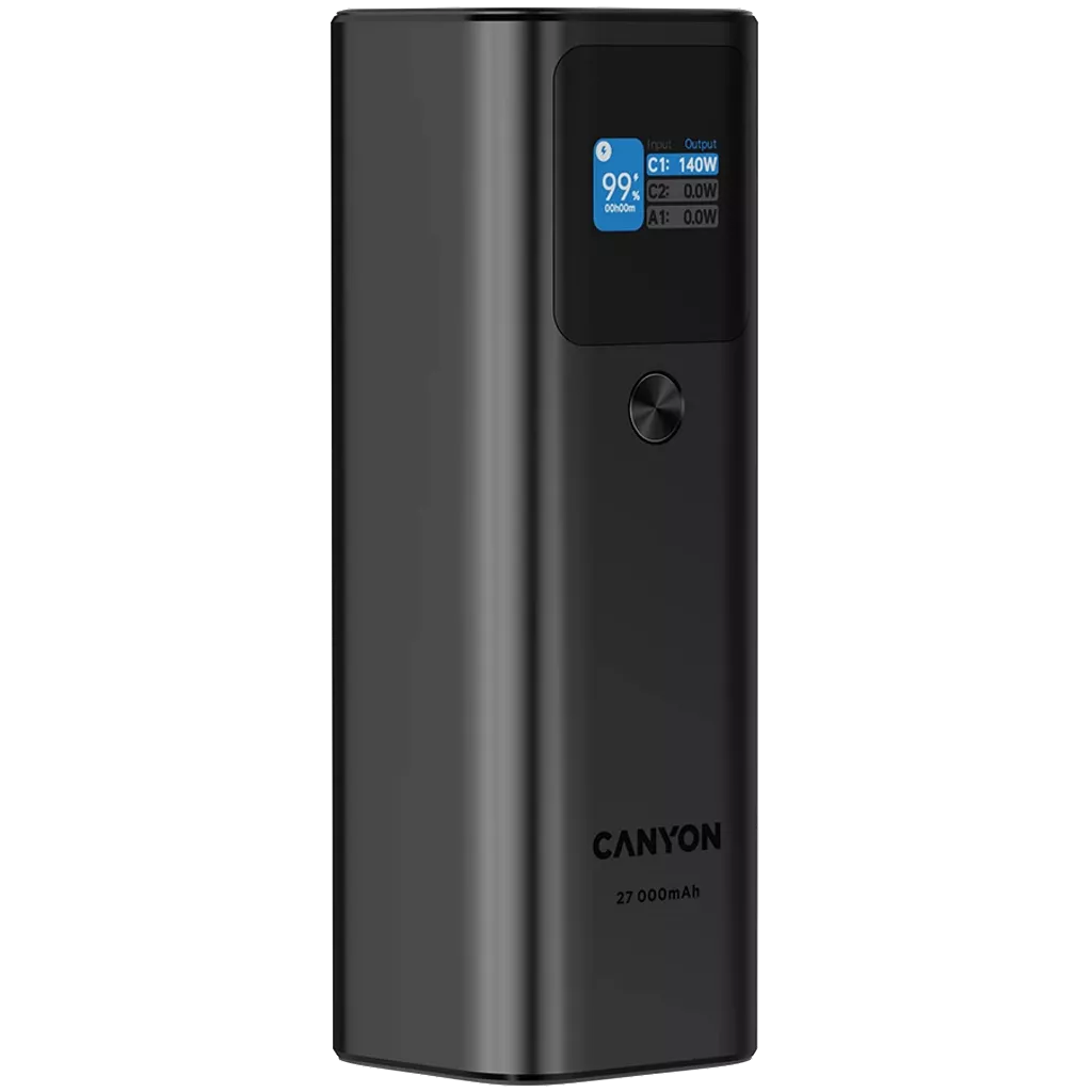 CANYON Power Bank PB-2010 TFT 27,000 mAh 97.2 Wh 140 W PD QC 3.0 Dark Gray