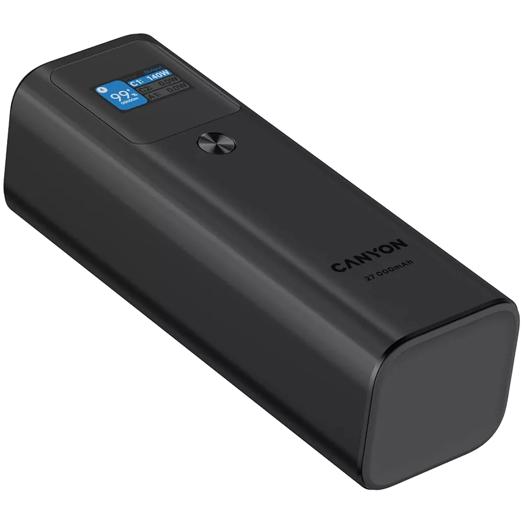 CANYON Power Bank PB-2010 TFT 27,000 mAh 97.2 Wh 140 W PD QC 3.0 Dark Gray