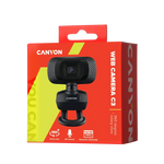 CANYON C3 HD 720p tīmekļa kamera ar mikrofonu, USB, 360°, melna