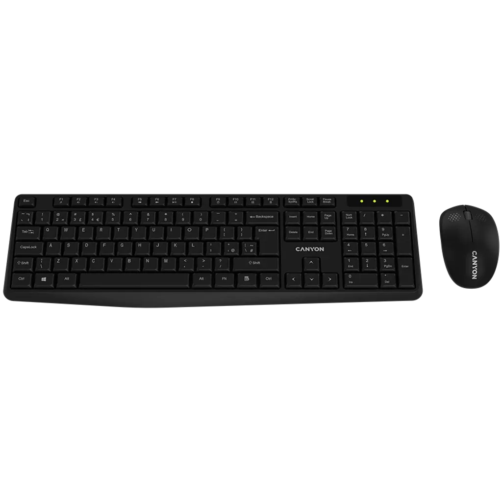 CANYON SET-W01 bezvadu tastatūras un peles komplekts, 2,4 GHz, melns