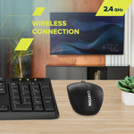 CANYON SET-W01 bezvadu tastatūras un peles komplekts, 2,4 GHz, melns