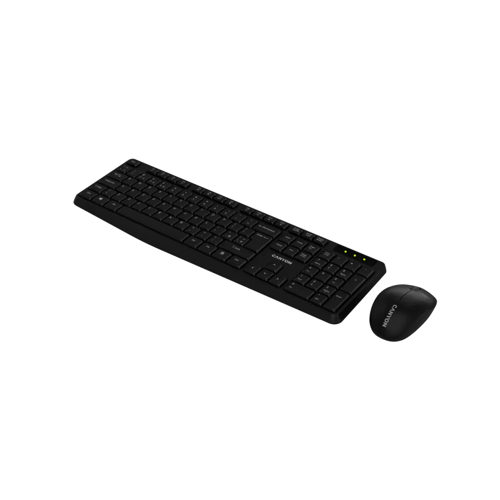 CANYON SET-W01 bezvadu tastatūras un peles komplekts, 2,4 GHz, melns