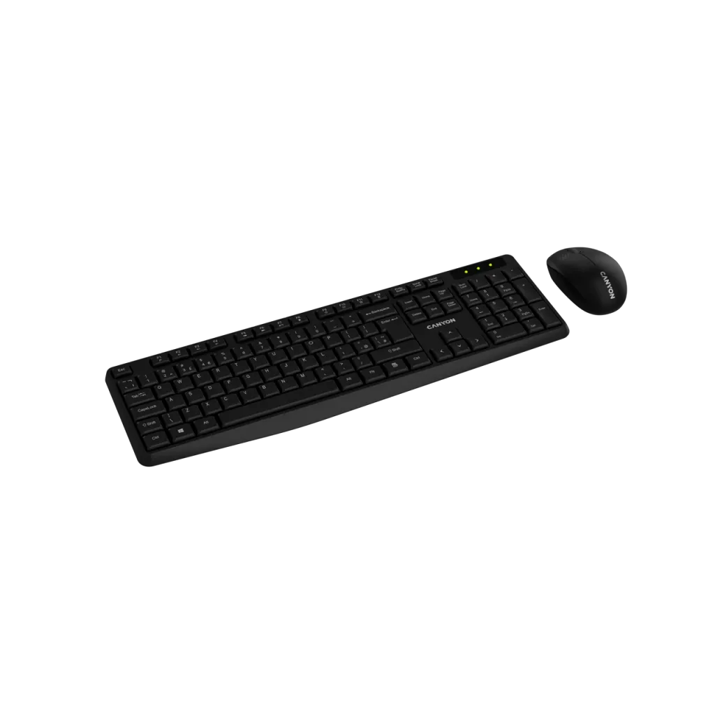 CANYON SET-W01 bezvadu tastatūras un peles komplekts, 2,4 GHz, melns