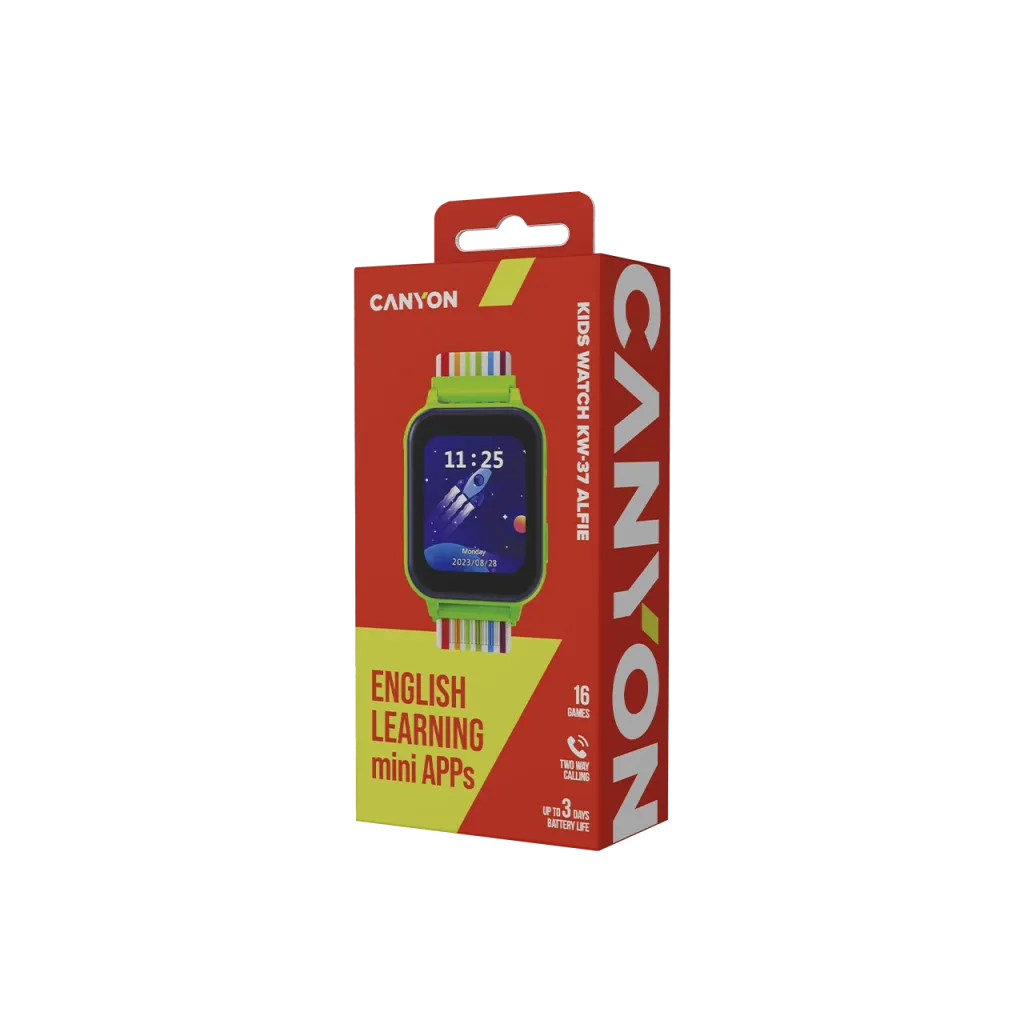 CANYON Alfie KW-37 bērnu viedpulkstenis 1.69" IPS, 2G, IP66, zaļš