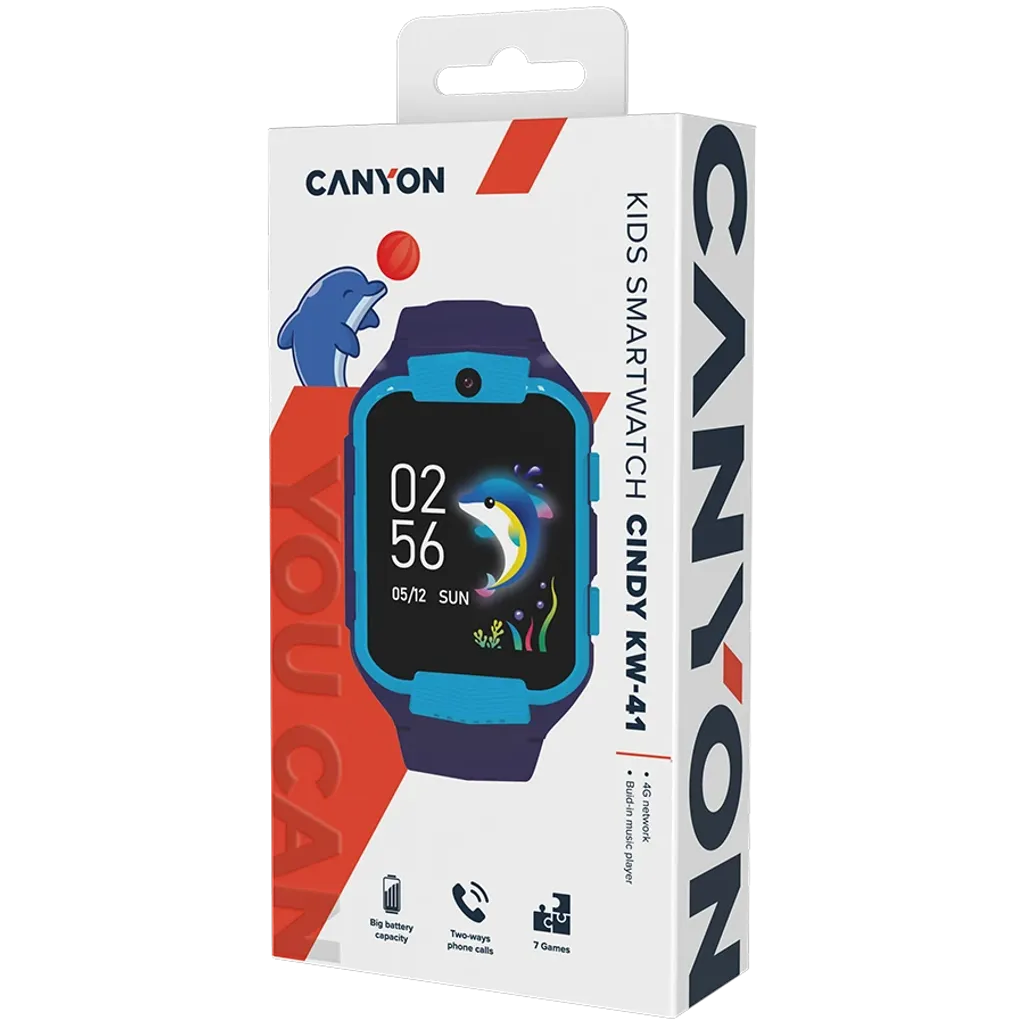 CANYON Cindy KW-41 bērnu viedpulkstenis 1.69" IPS, 4G, kamera, zils