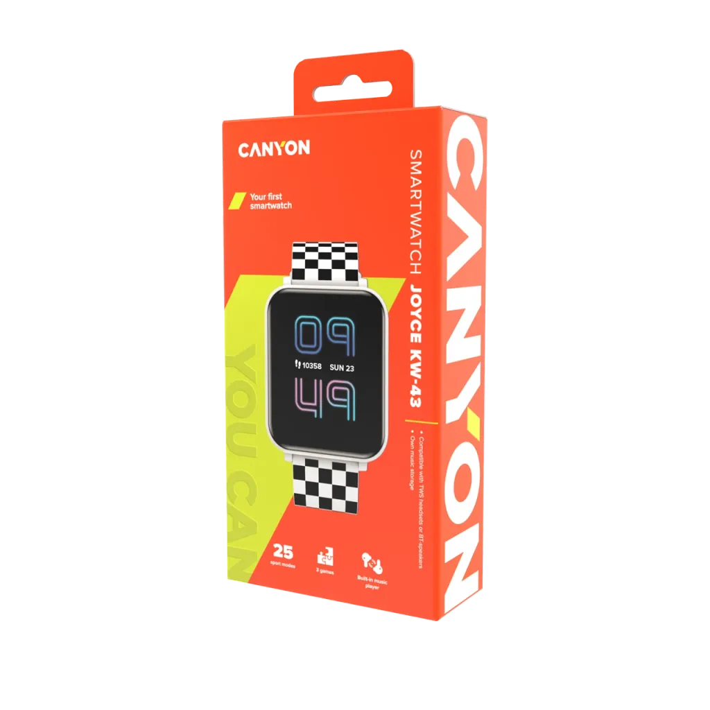 CANYON Joyce KW-43 bērnu viedpulkstenis 1.54" IPS, Dual BT, IP67, balts