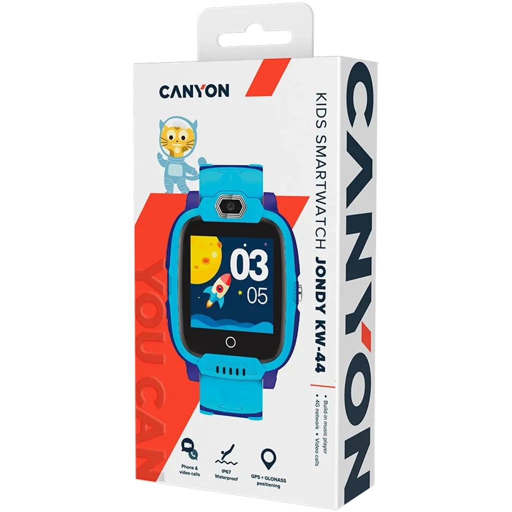 CANYON Jondy KW-44 bērnu viedpulkstenis 1.44" IPS, 4G, GPS, zils
