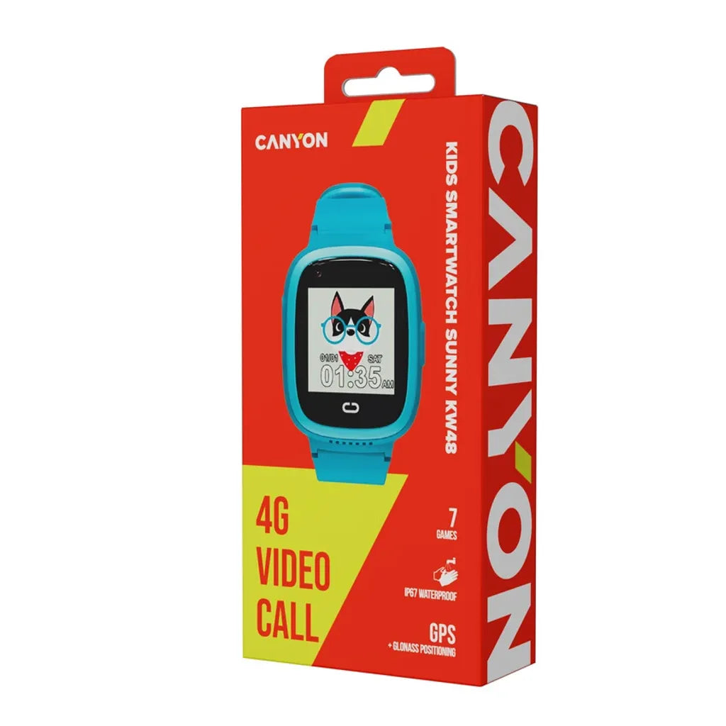 CANYON Sunny KW-48 bērnu viedpulkstenis 4G, GPS, IP67, zils
