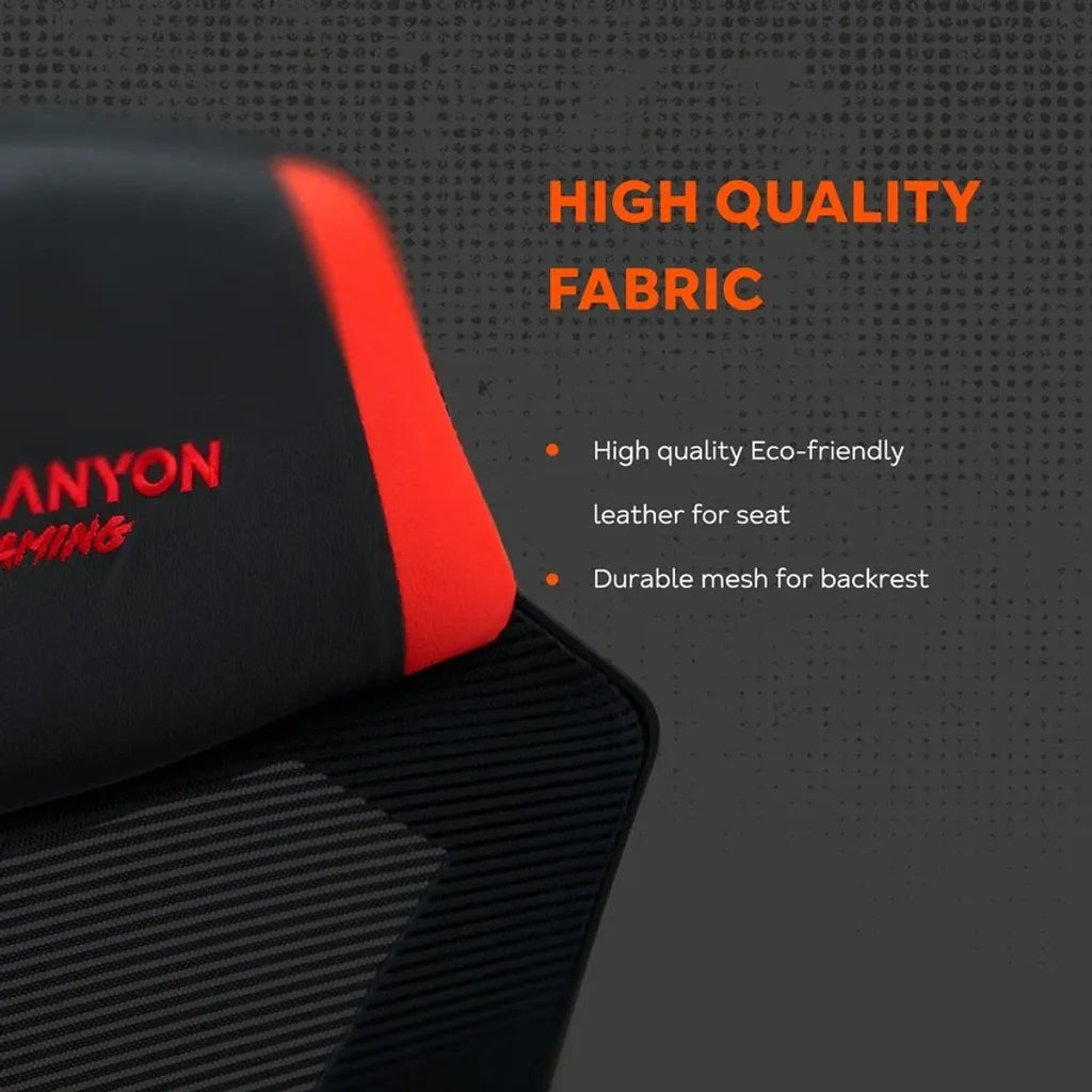 CANYON Flow MCH01 spēļu krēsls, līdz 120 kg, melns/oranžs