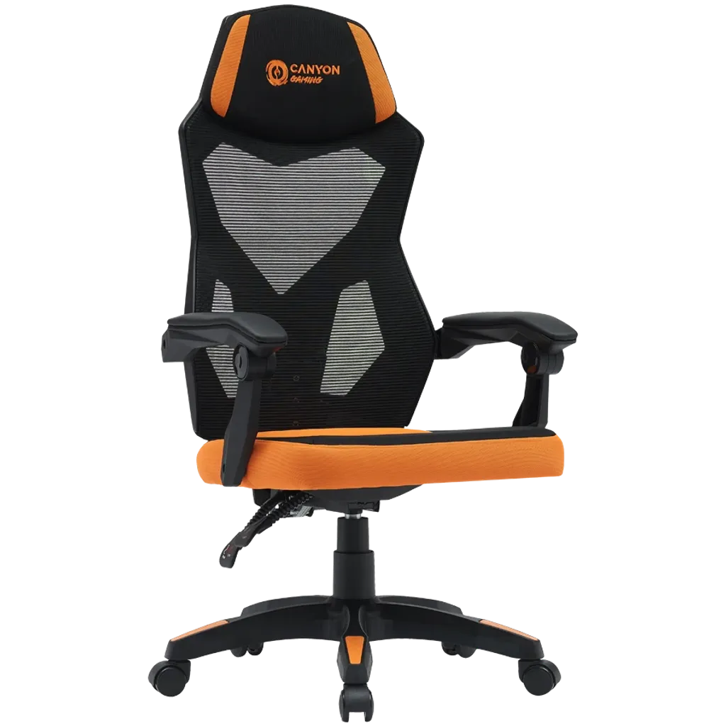 CANYON Wave MCH02 spēļu krēsls, līdz 120 kg, melns/oranžs