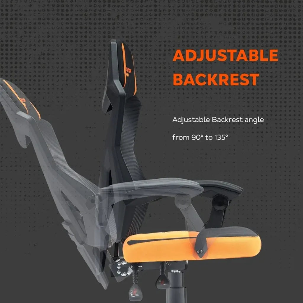 CANYON Wave MCH02 spēļu krēsls, līdz 120 kg, melns/oranžs