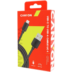Canyon UC-1 USB-A–USB-C kabelis, 1 m, 5 W, melns