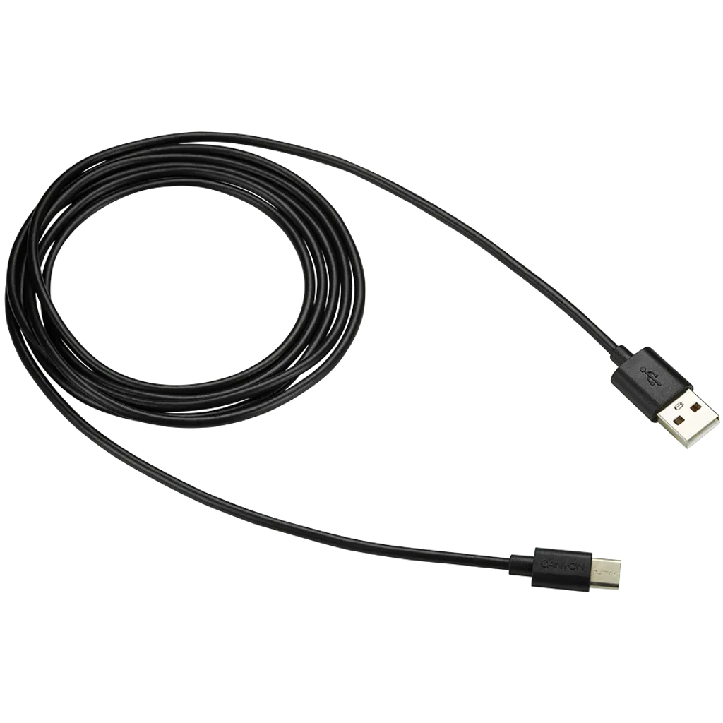 Canyon UC-2 USB-A–USB-C kabelis, 2 m, 5 W, melns