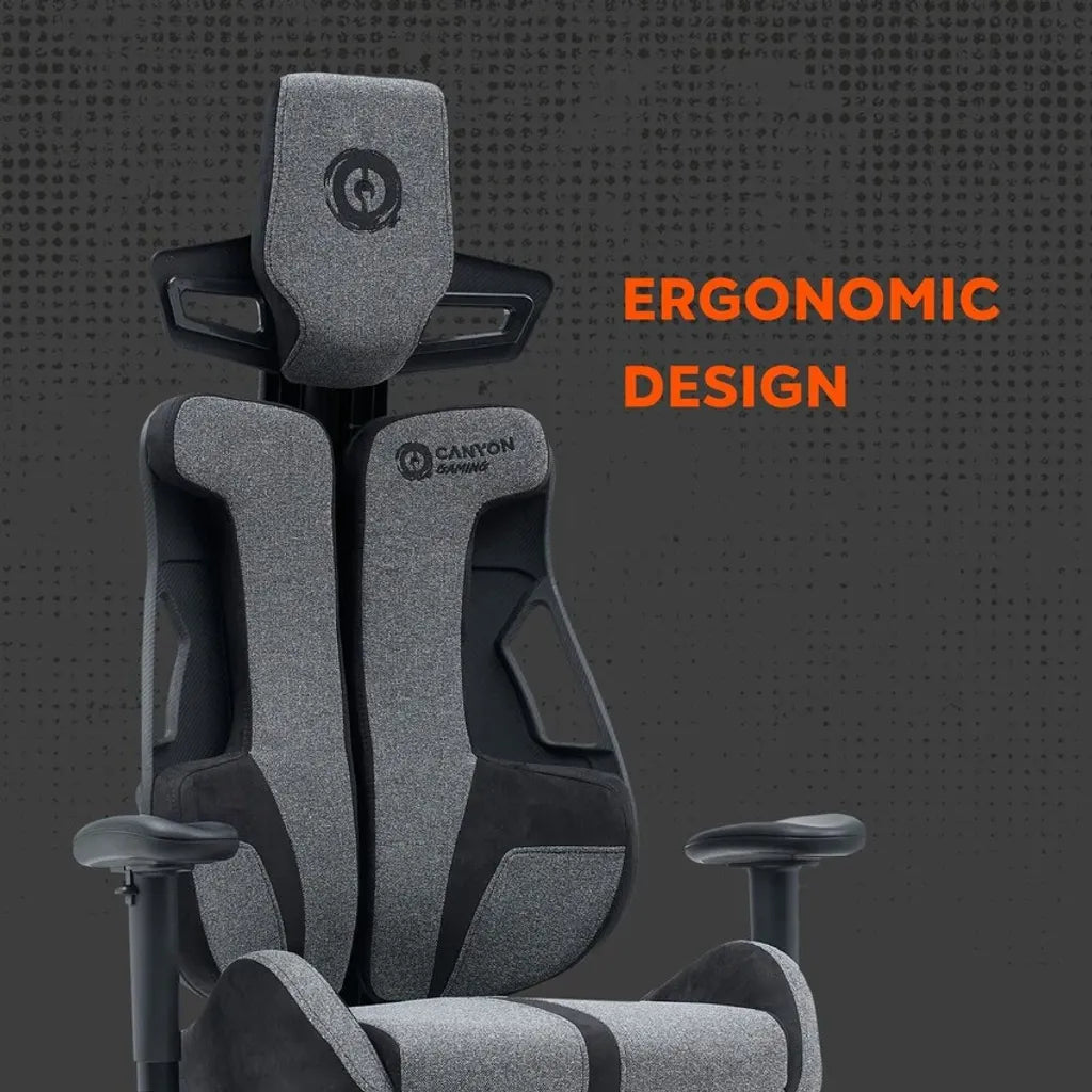 CANYON Morphos ABCH01 ergonomisks spēļu krēsls, līdz 150 kg, melns/balts