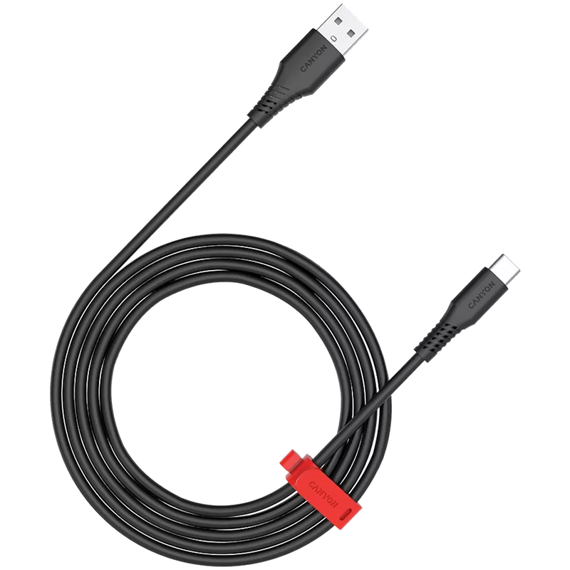 CANYON 18W  USB Type-C uz USB Type-C kabelis, silikona, Saderīgs ar Apple ierīcēm, USB 2.0, 1.2 m, melns