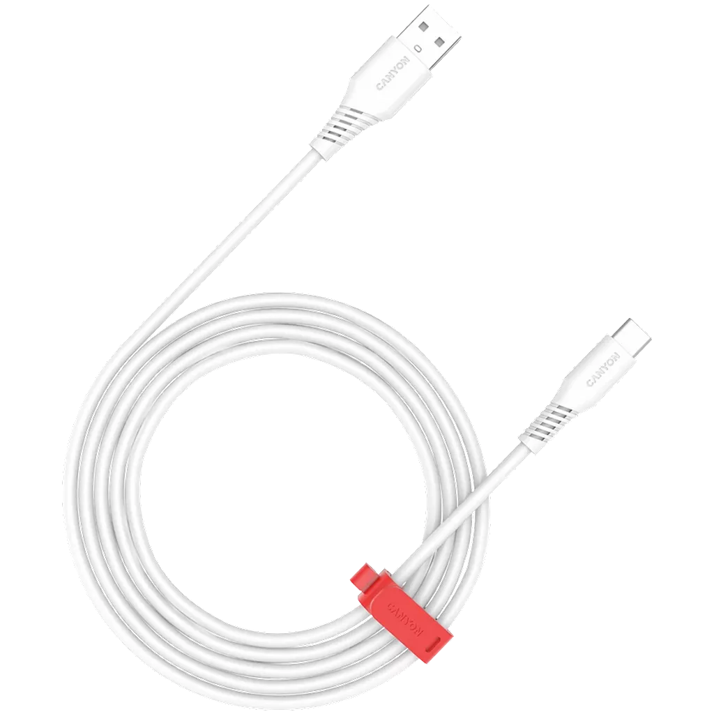 CANYON 18W  USB A uz USB Type-C kabelis, silikona, Saderīgs ar Apple ierīcēm, USB 2.0, 1.2 m, balts