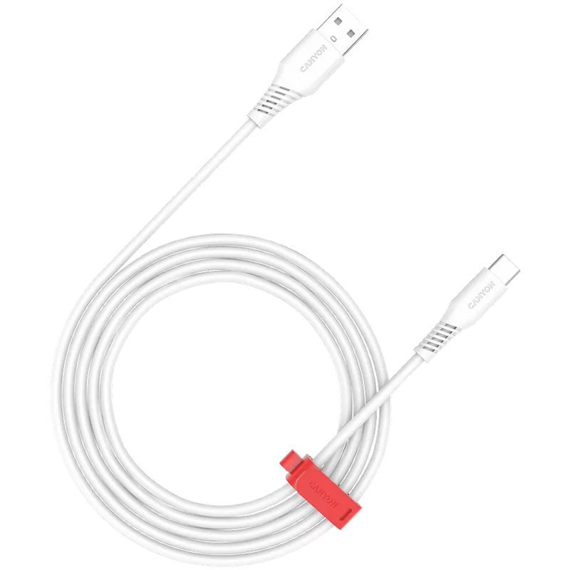 CANYON 18W  USB Type-C uz USB Type-C kabelis, silikona, Saderīgs ar Apple ierīcēm, USB 2.0, 1.2 m, balts