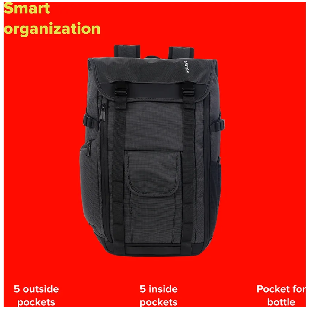 CANYON BPA-5 15L mugursoma datoram līdz 39,6cm, 44,5x30,5x13cm, melna