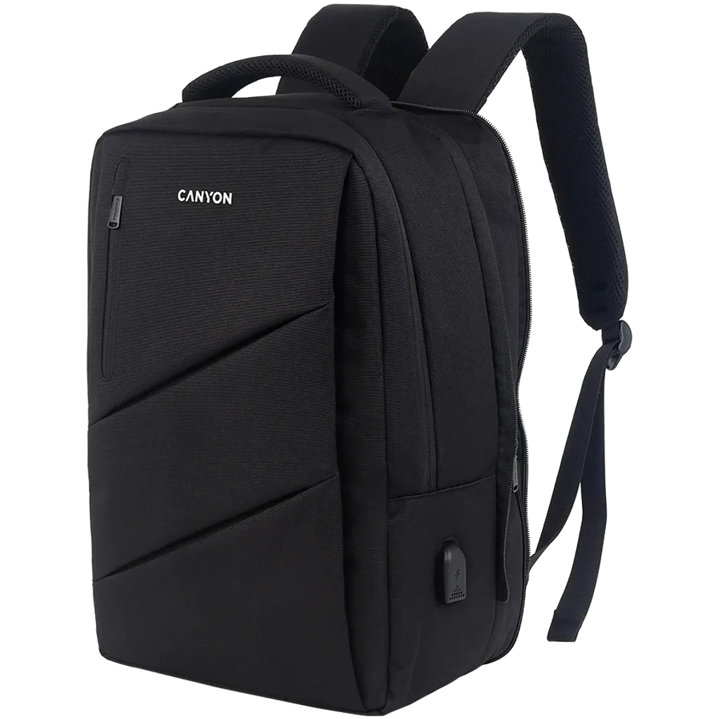 CANYON BPE-5 Urban mugursoma 15,6″ klēpjdatoram ar USB-A, melna