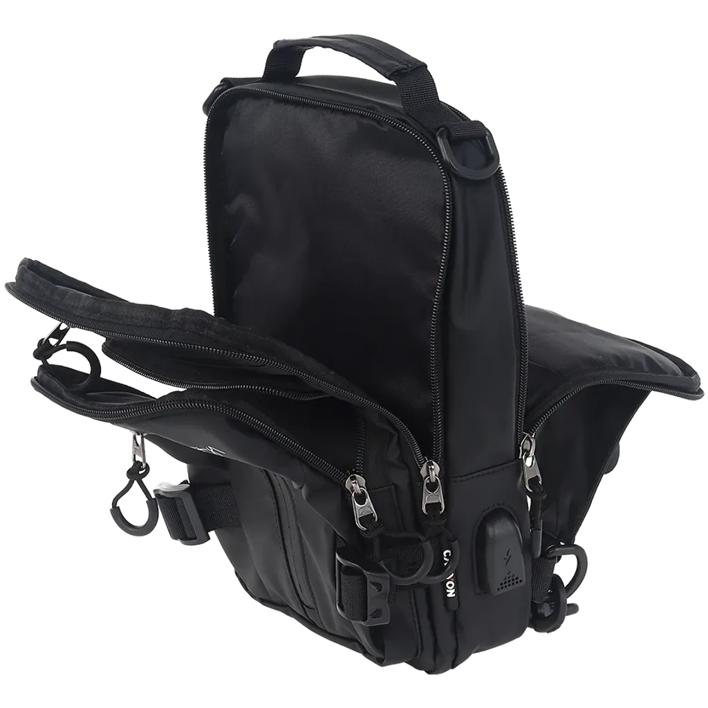 CANYON CB-1 3,5L transformējama soma/mugursoma, USB-A, 29x16x9cm, melna