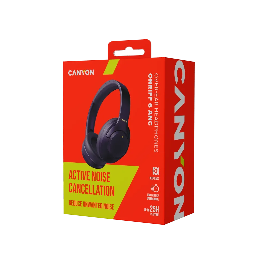 Canyon OnRiff 6 ANC bezvadu austiņas, Bluetooth 5.3, ANC, zilas