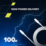 CANYON 100W  USB Type-C uz USB Type-C kabelis, Saderīgs ar Apple ierīcēm, silikona, USB 2.0, 2 m, balts