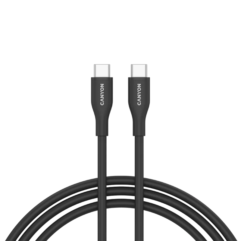 CANYON 60W  USB Type-C uz USB Type-C kabelis, Saderīgs ar Apple ierīcēm, USB 2.0, 1 m, melns