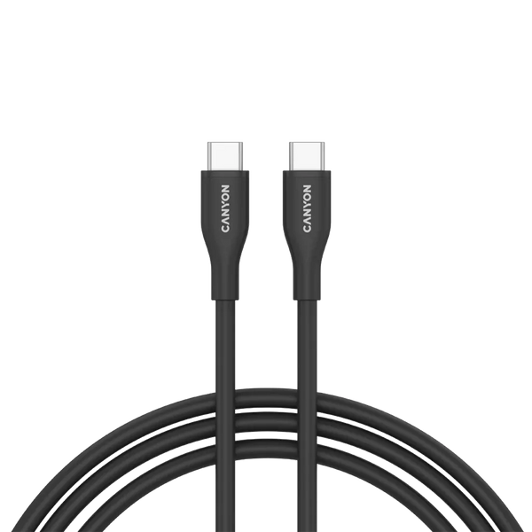 CANYON 60W  USB Type-C uz USB Type-C kabelis, Saderīgs ar Apple ierīcēm, USB 2.0, 1 m, melns