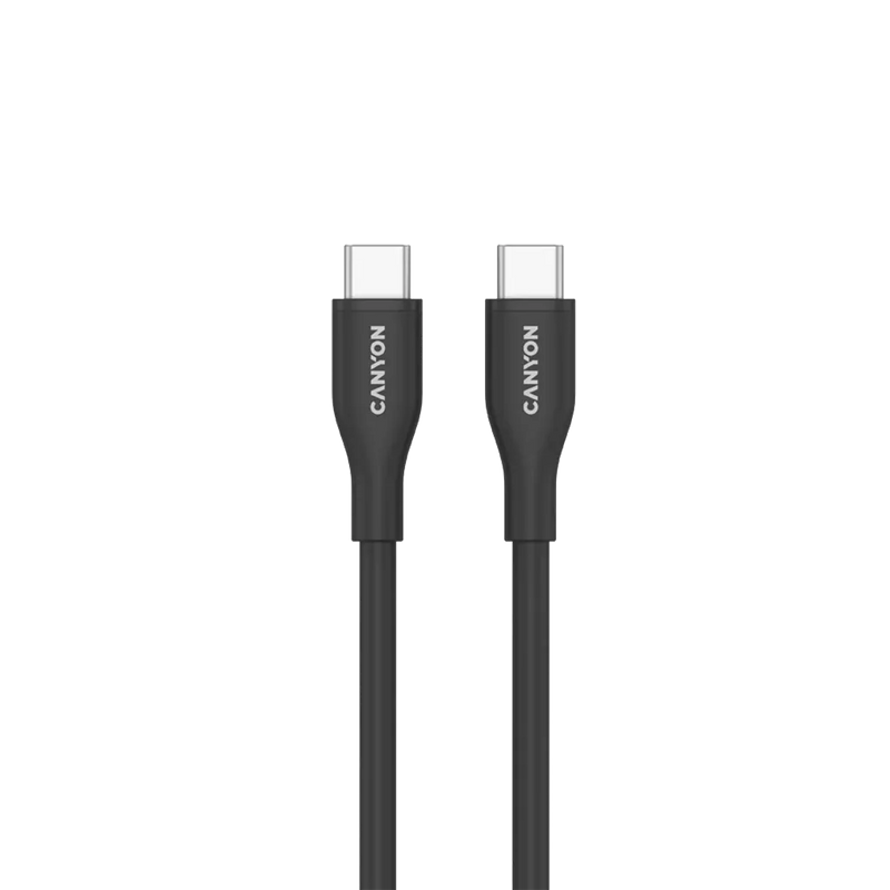 CANYON 60W  USB Type-C uz USB Type-C kabelis, Saderīgs ar Apple ierīcēm, USB 2.0, 1 m, melns