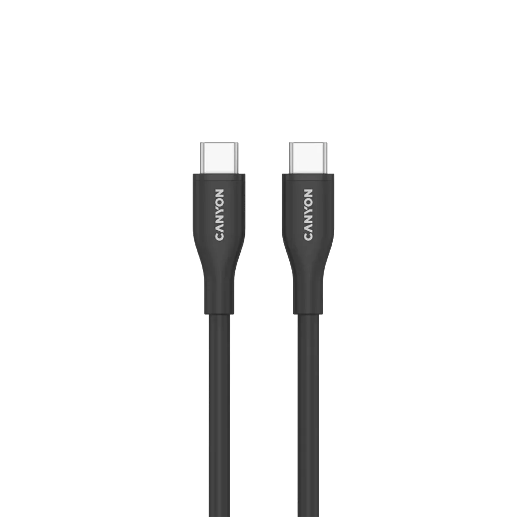 CANYON 60W  USB Type-C uz USB Type-C kabelis, Saderīgs ar Apple ierīcēm, USB 2.0, 1 m, melns
