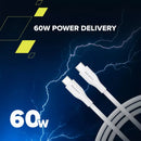 CANYON 60W  USB Type-C uz USB Type-C kabelis, Saderīgs ar Apple ierīcēm, USB 2.0, 1 m, zils